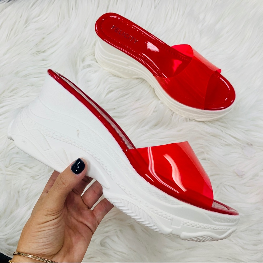 Red clear platform sandal - Picture 8 of 8